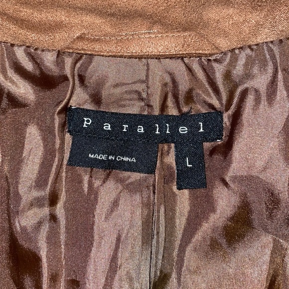 Parallel L Faux Suede Jacket Long Full Sleeves Brass Buttons closure with Ties - Picture 2 of 16